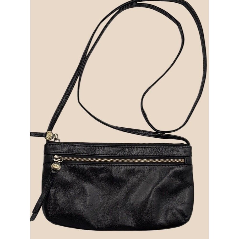 Hobo Cara Mini Crossbody Bag Black Soft Leather Small Handbag Purse Zip Pockets